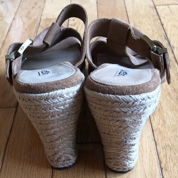 Brand New Women's UGG Tawnie Wedge Suede Espadrilles Sandals - Picture 6 of 16